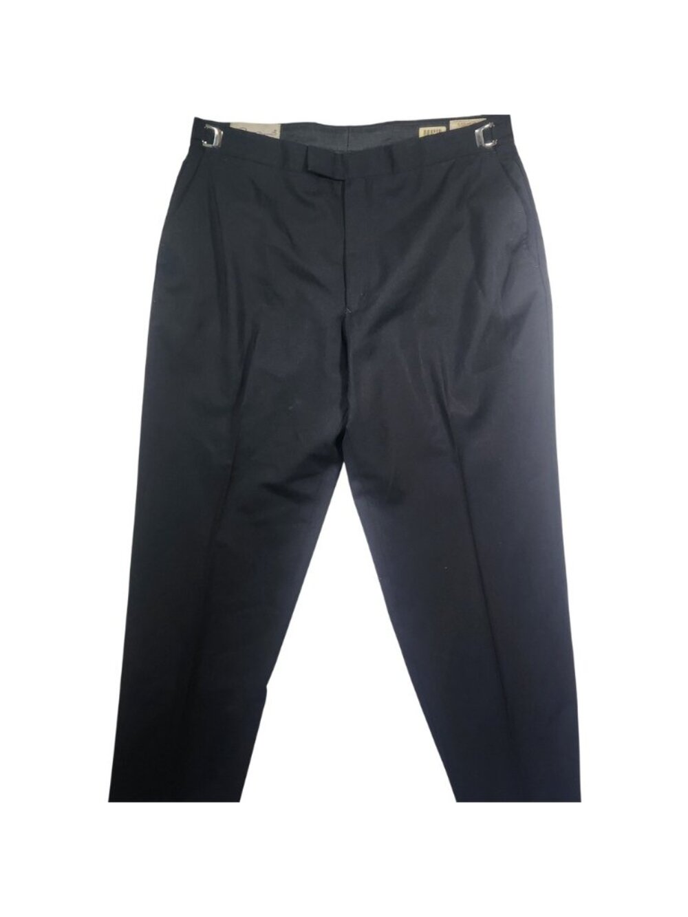 Vintage Jean Yves Black Worsted Wool Dress Pants Adjustable Side‎ Buckle 40S